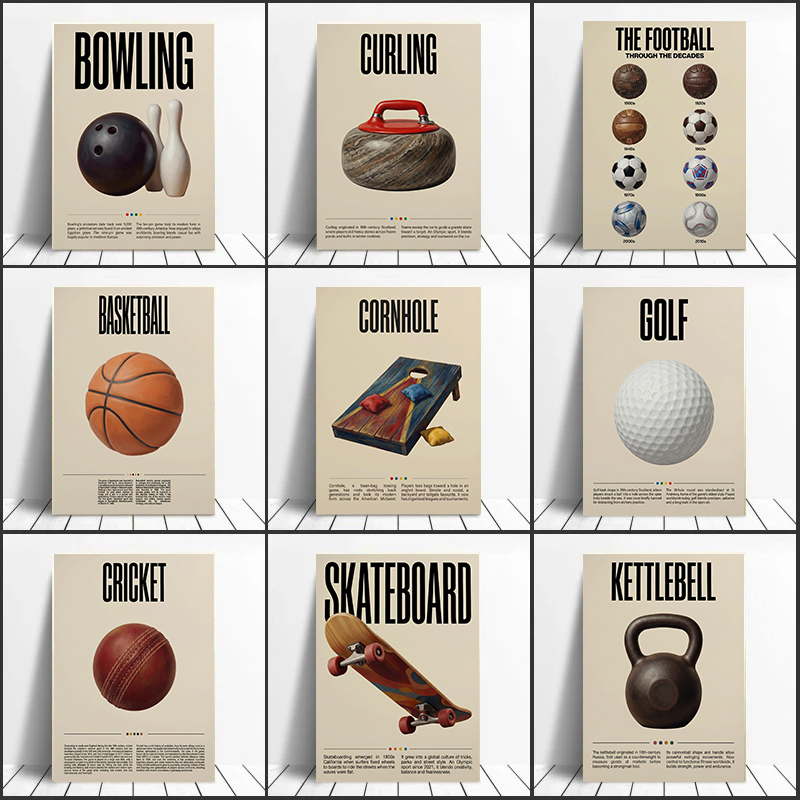 Sports Equipment Badminton - Vintage Retro Eğitici Spor Ekipmanları Kanvas