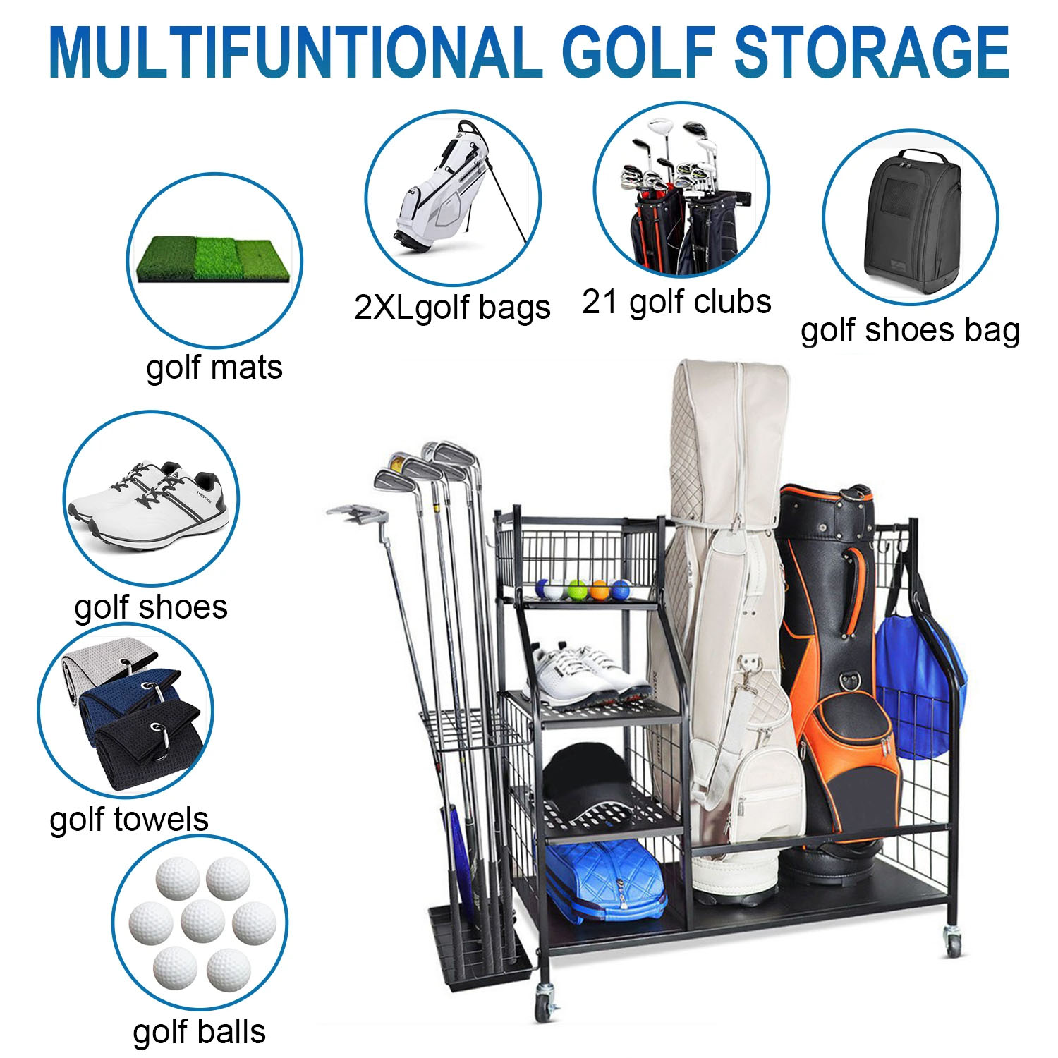 Golf Çantası Depolama Garaj Or - Sports Equipment Storage Rack incelemesi ve fiyatı